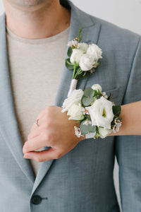 Prom Boutonniere and Corsage in White