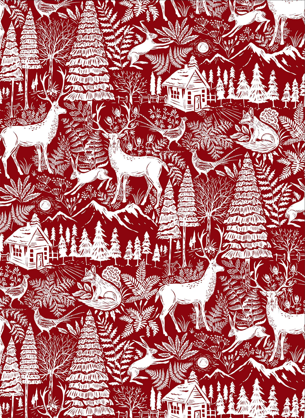 Tea Towel Burgundy Forest by Maison Lorrain