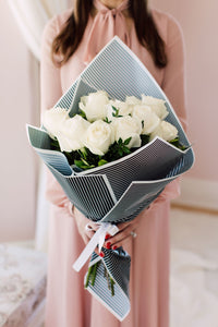 CHANEL Style Dozen White Roses