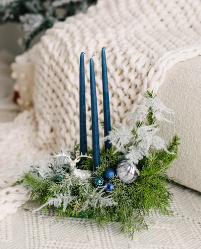 Trio Candle in Navy Blue Table Centerpiece